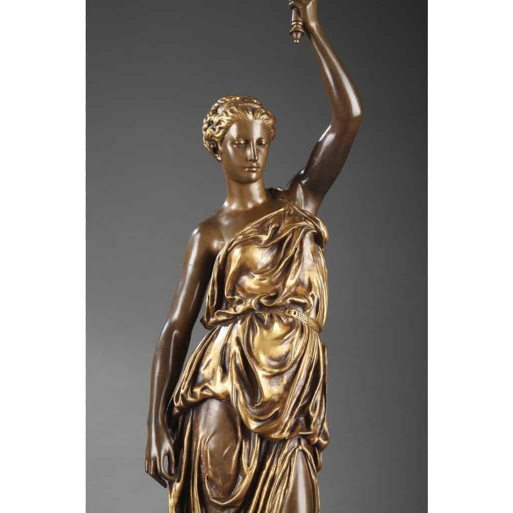 Barbedienne - Paire de Torchères en bronze par DUBOIS & FALGUIERE XIXème 