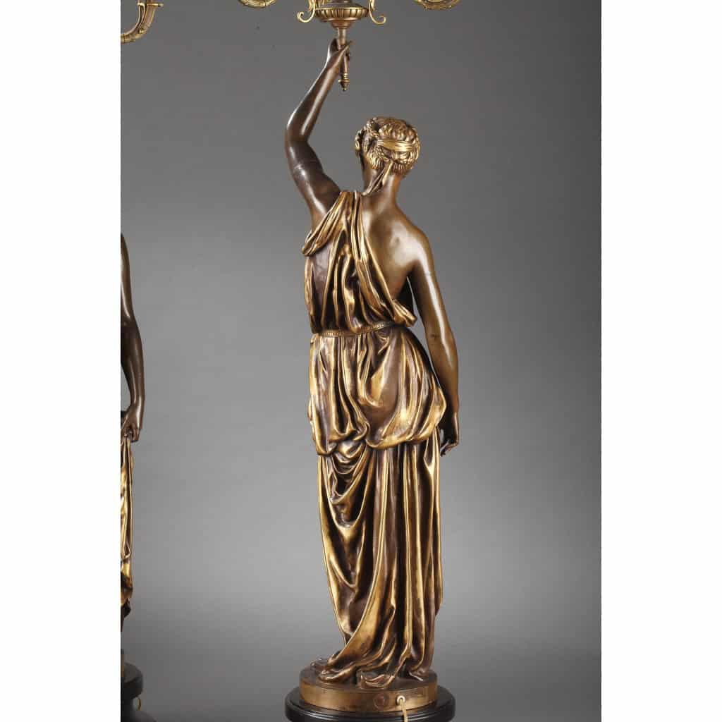 Barbedienne - Paire de Torchères en bronze par DUBOIS & FALGUIERE XIXème 