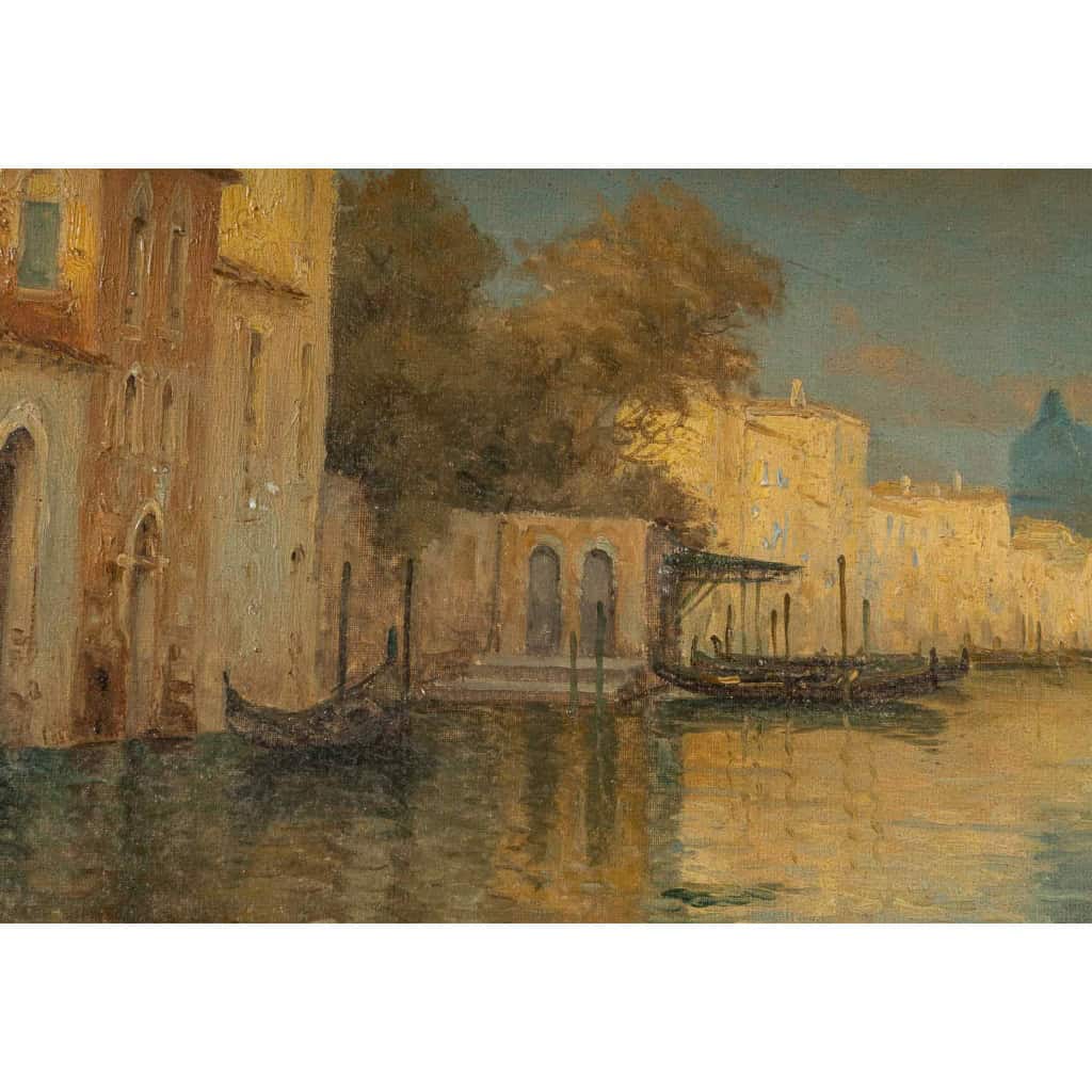 Alphonse Lecoz Un Canal à Venise et la Santa Maria della Salute dans le fond huile sur toile vers 1890-1900 