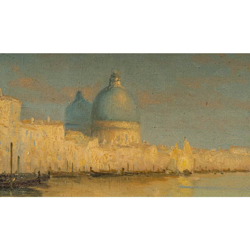 Alphonse Lecoz Un Canal à Venise et la Santa Maria della Salute dans le fond huile sur toile vers 1890-1900 