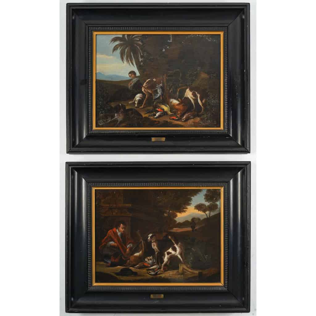 Adriaen de Gryef (1670-1722) - Retours de Chasse paire d’huiles sur toile vers 1690 