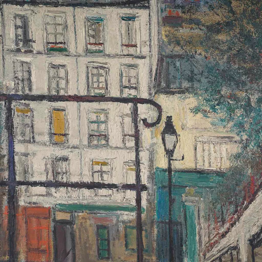 Serge Belloni (1925-2005) dit Le peintre de Paris Les escaliers de Montmartre à Paris huile sur toile vers 1953 