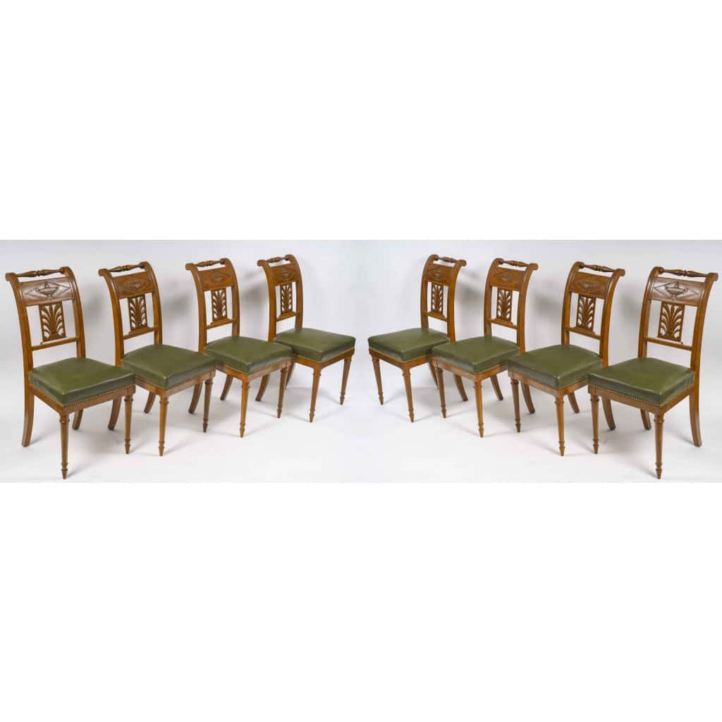 Belle Suite De 8 Chaises De Style Directoire. Fin XIXème Siècle. 