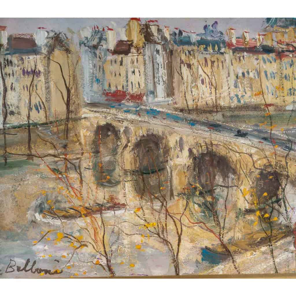 Serge Belloni (1925-2005) dit Le peintre de Paris Le Pont Marie à Paris huile sur panneau vers 1960 