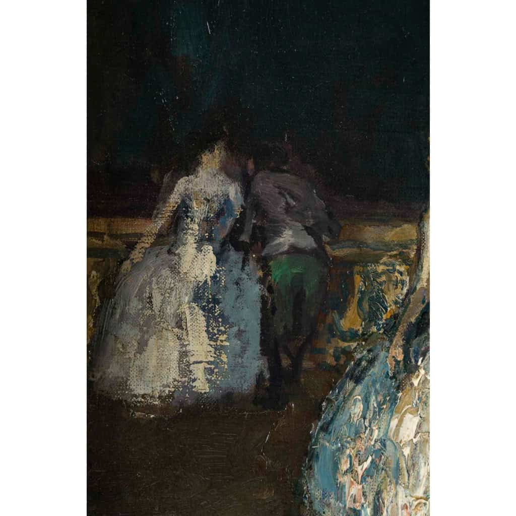 Marcel Cosson (1878-1956) Arlequin et Colombine à Venise huile sur toile vers 1900 