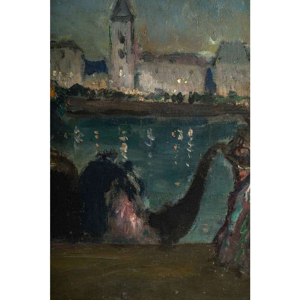 Marcel Cosson (1878-1956) Arlequin et Colombine à Venise huile sur toile vers 1900 