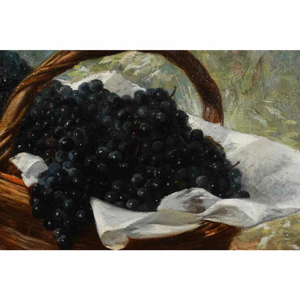 Eugène Henri Cauchois (1850-1911) Un campagnard panier de raisins et de fruits huile sur toile vers 1890 