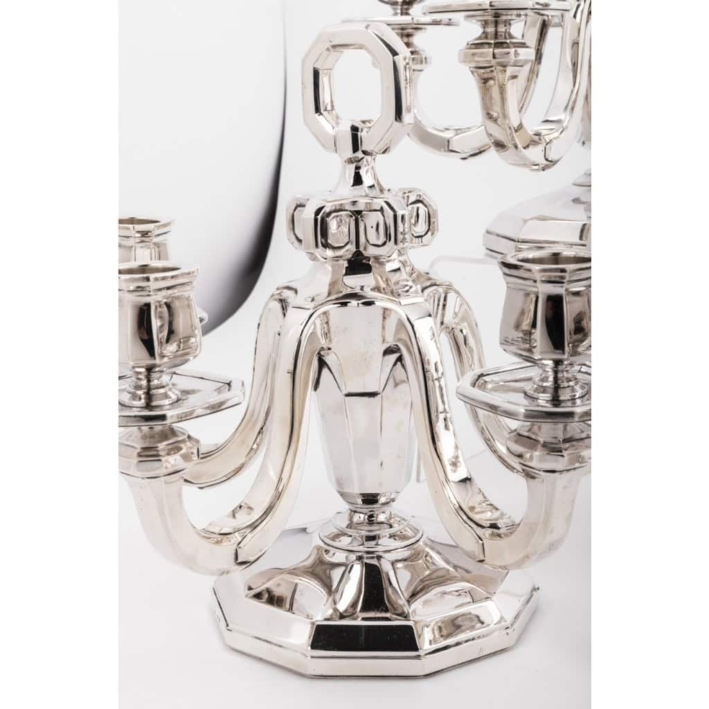 Gustave KELLER Paire de candélabres en argent époque ART DECO 