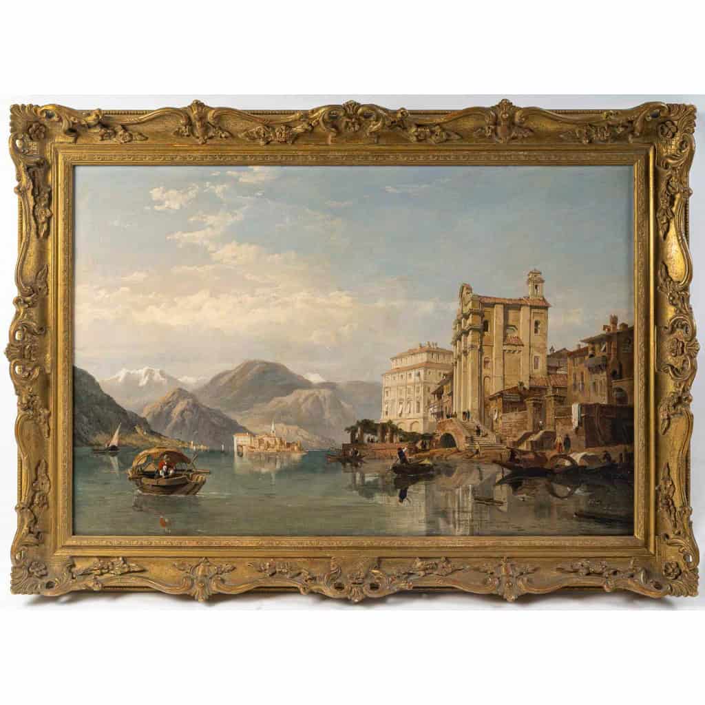 Georges Clarkson Stanfield Vue du Lac Majeur huile sur toile vers 1865-1870 