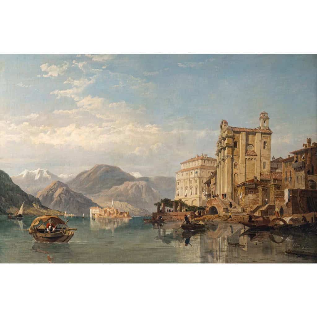 Georges Clarkson Stanfield Vue du Lac Majeur huile sur toile vers 1865-1870 