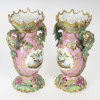 Paire de vases roses et verts de Paris 