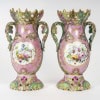 Paire de vases roses et verts de Paris 