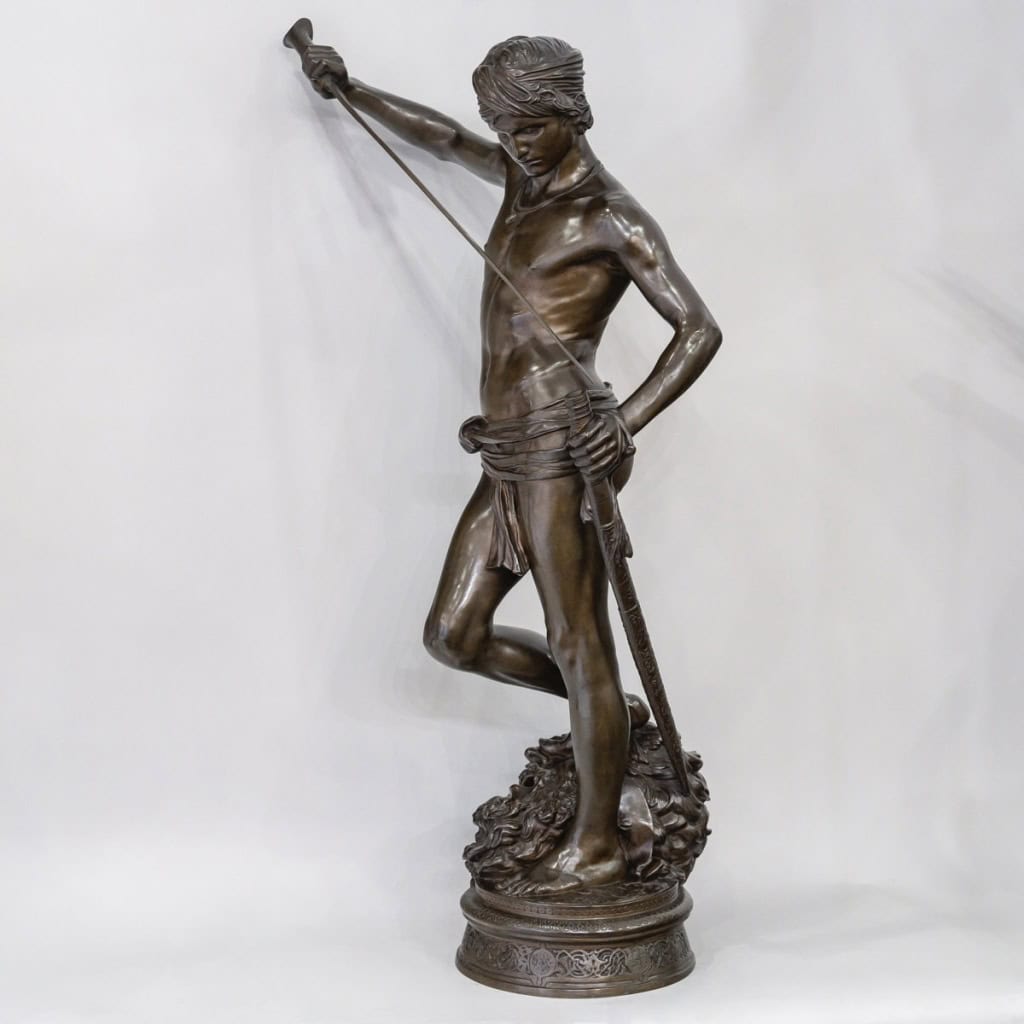 Sculpture - David Vainqueur De Goliath , Marius - Jean - Antonin Mercié (1845-1916) - Bronze 