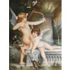 Les Amours à la Fontaine Plaque en Porcelaine Polychrome Peinte à la Main, 1901 