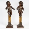 Fillette et Jeune Garçon, Paire de Sculptures en Bronze signées Lecorney, circa 1880 