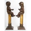 Fillette et Jeune Garçon, Paire de Sculptures en Bronze signées Lecorney, circa 1880 