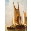 Paul Jean Clays (1817-1900) Bateaux de pêche en mer du Nord huile sur panneau d’acajou vers 1864 