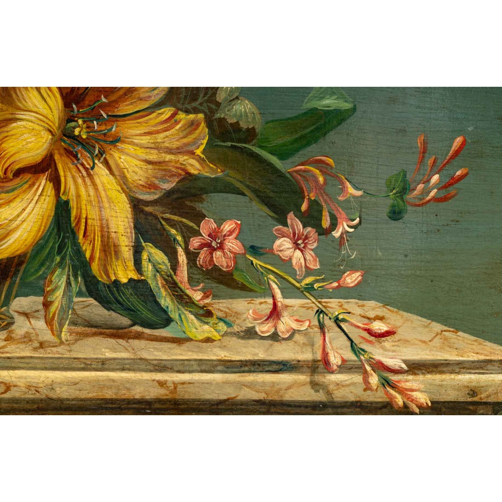 Bouquet de Fleurs sur un Entablement en Pierre huile sur panneau vers vers 1880-1890 