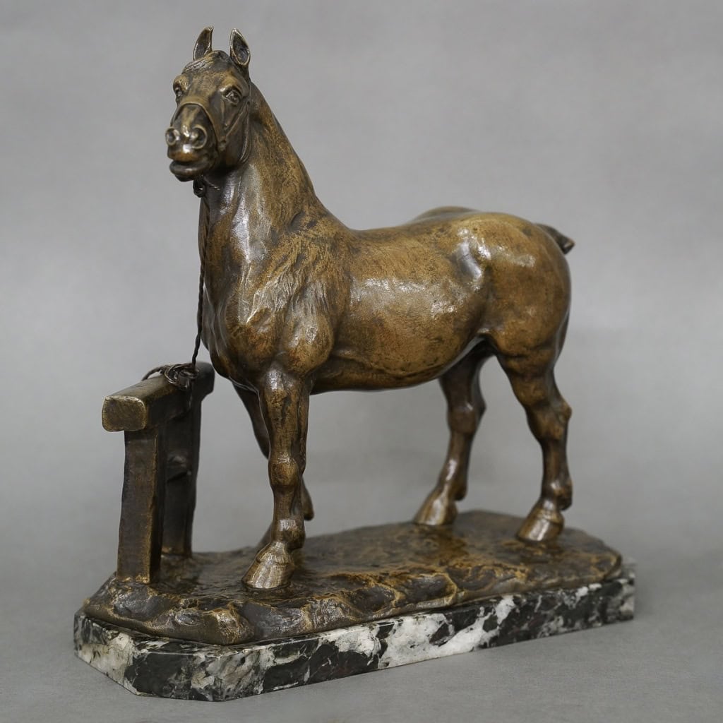 Sculpture - Cheval Percheron , René Maxime Choquet (1872-1958) - Bronze 