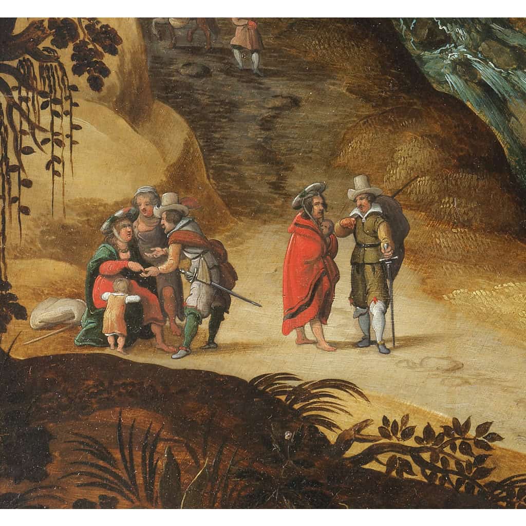 Paysage animé au bord d’une rivière - Atelier de Joos de Momper II (1564 – 1635) 