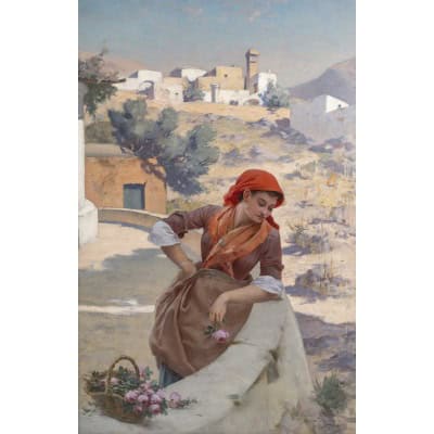 Édouard ROSSET-GRANGER (1853 - 1934) La marchande de roses, Capri