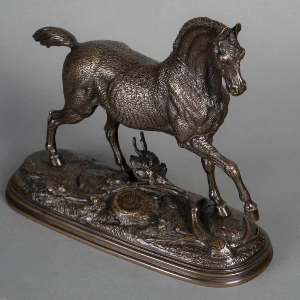 Sculpture - Le Cheval Libre , Paul - Édouard Delabrièrre (1829-1912) - Bronze 