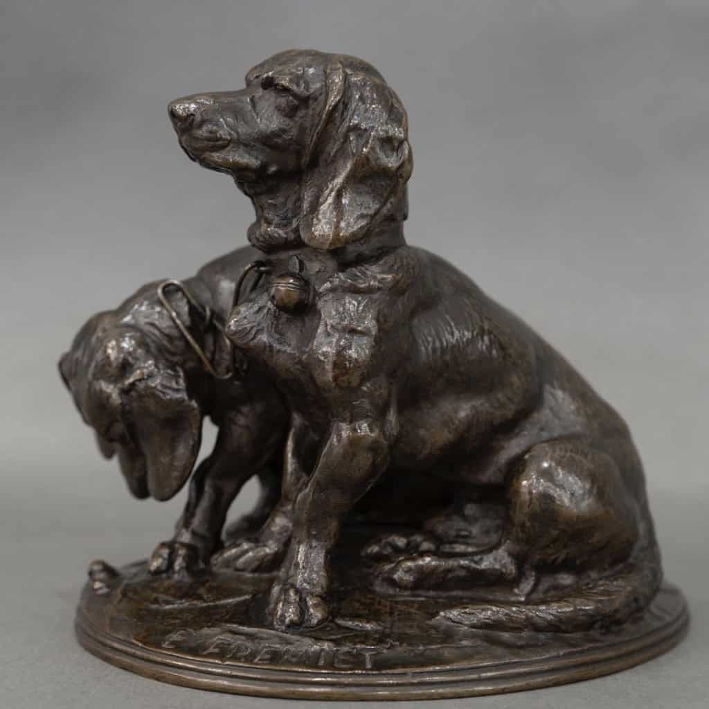 Groupe De Bassets " Ravageot Et Ravageode " , Emmanuel Fremiet (1824 -1910) - Bronze 