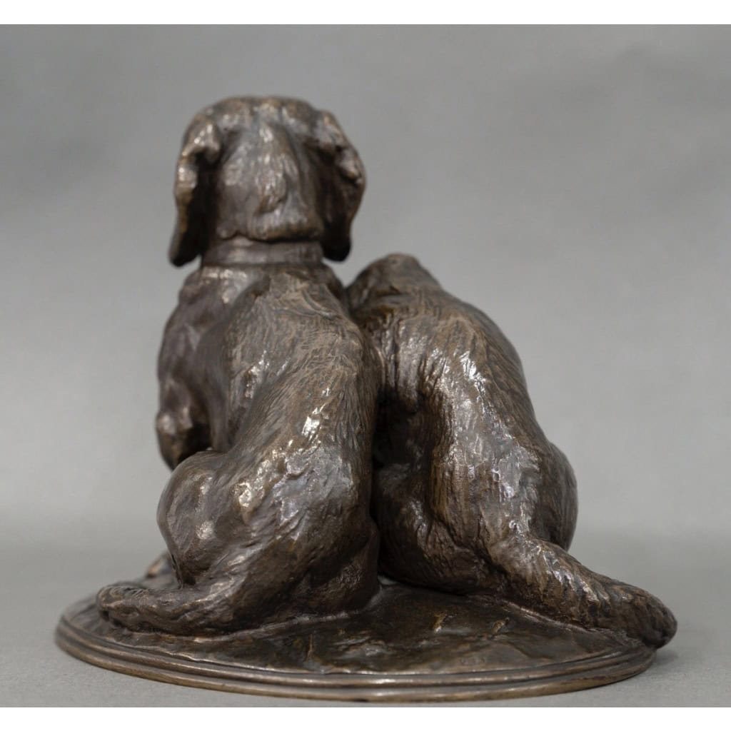 Groupe De Bassets " Ravageot Et Ravageode " , Emmanuel Fremiet (1824 -1910) - Bronze 