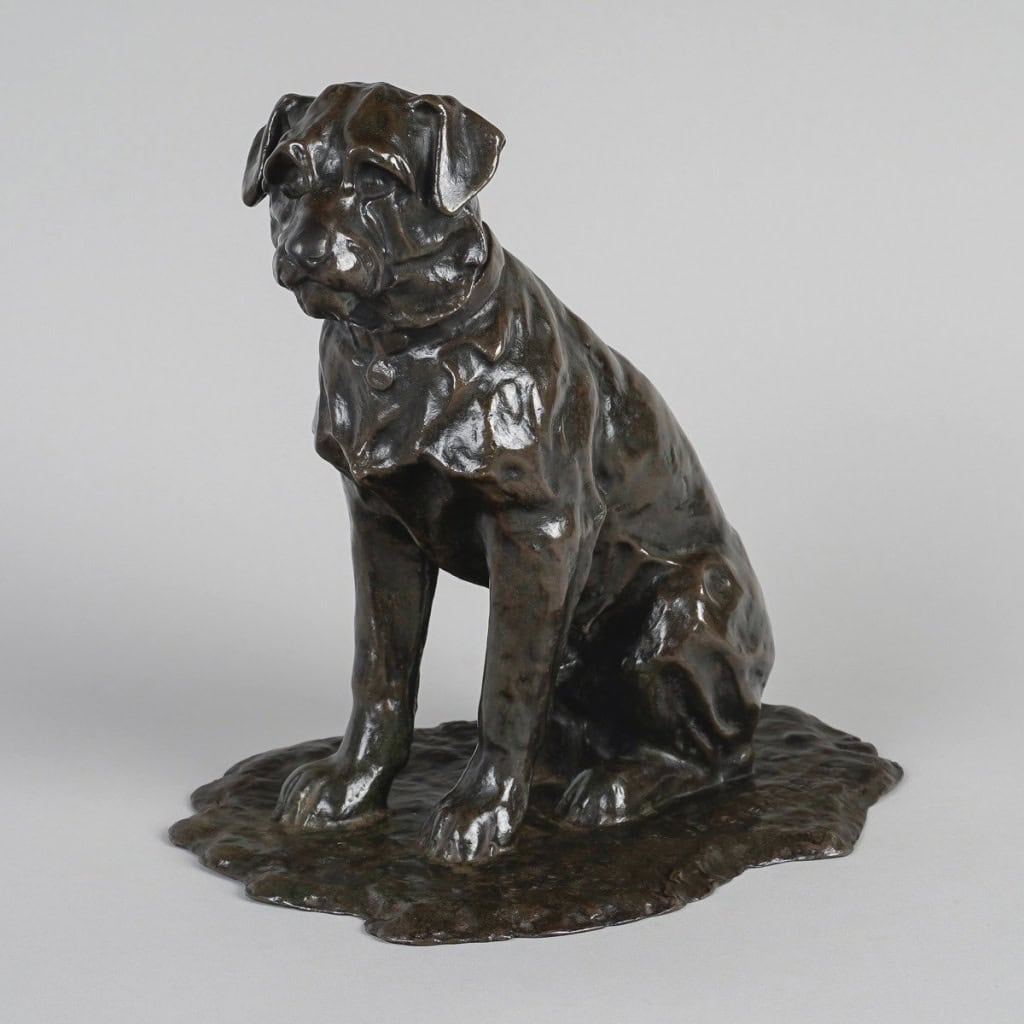 Sculpture - Chien Assis , Jacques Nam (1881-1974) - Bronze 