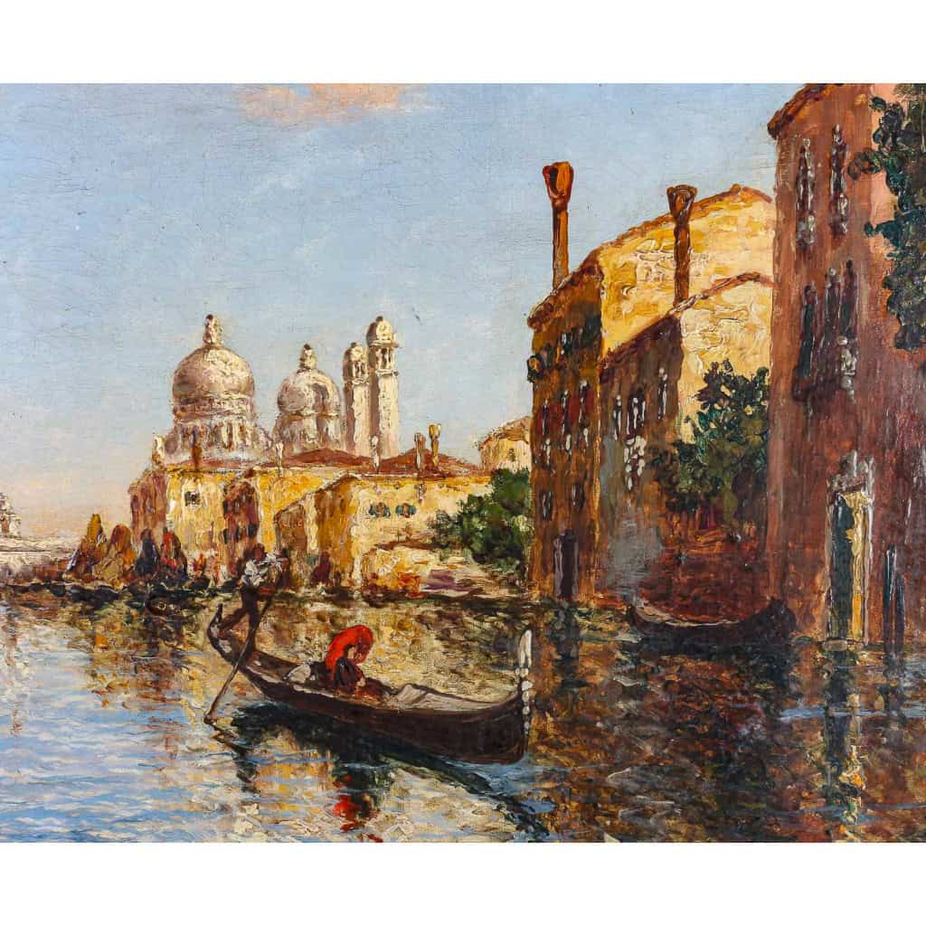 Charles Eugène Cousin (1807-1887) - Vue sur la Basilique Santa Maria Della Salute huile sur toile 