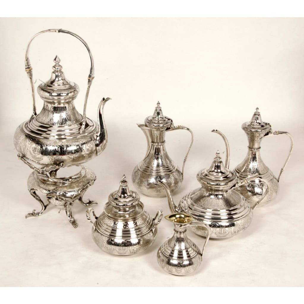 Orfèvre Duponchel - Service thé café en argent massif style Ottoman XIXe 