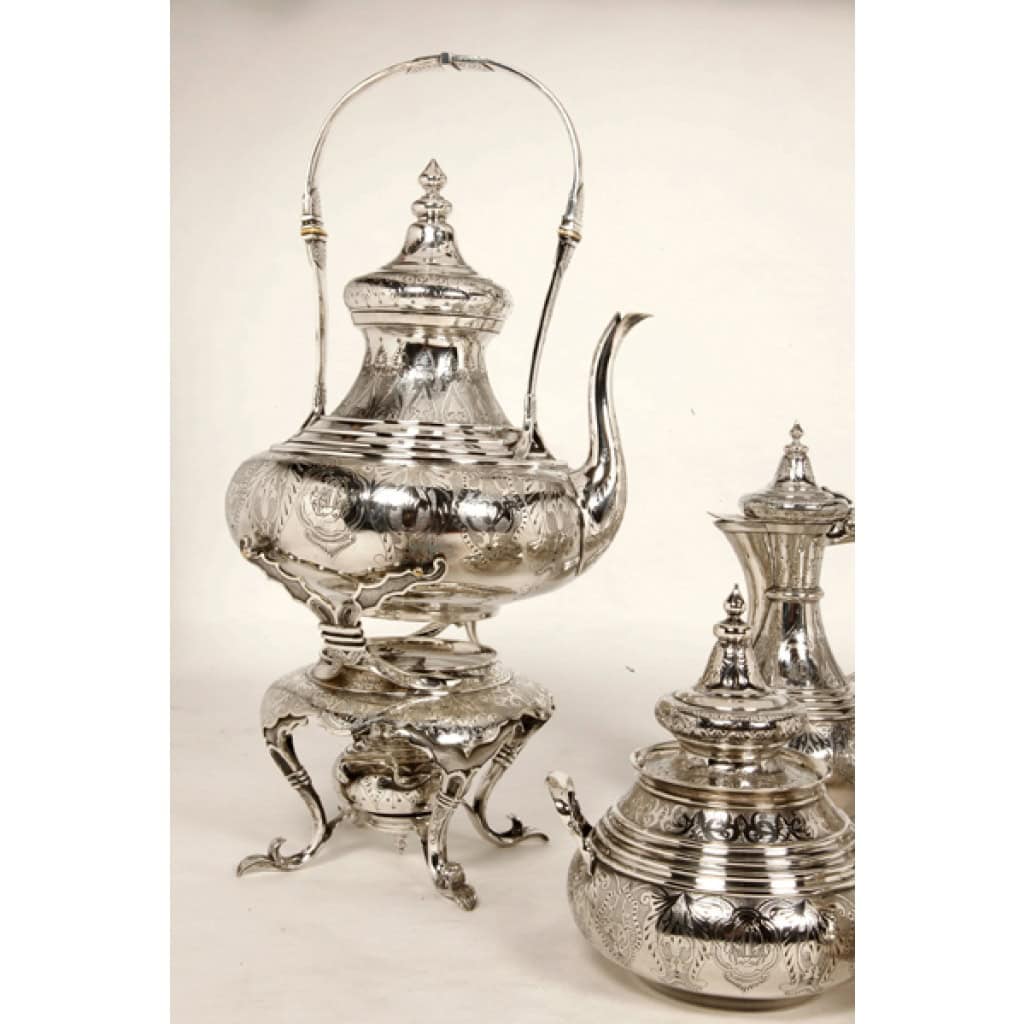 Orfèvre Duponchel - Service thé café en argent massif style Ottoman XIXe 