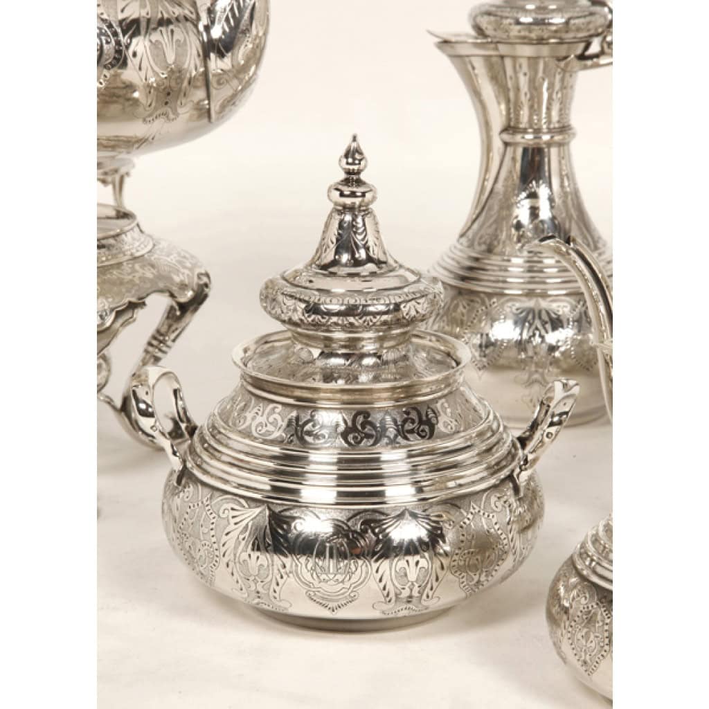 Orfèvre Duponchel - Service thé café en argent massif style Ottoman XIXe 