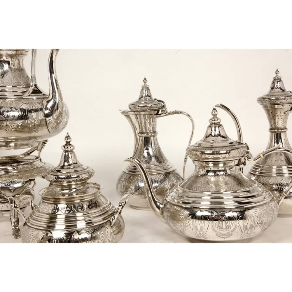 Orfèvre Duponchel - Service thé café en argent massif style Ottoman XIXe 