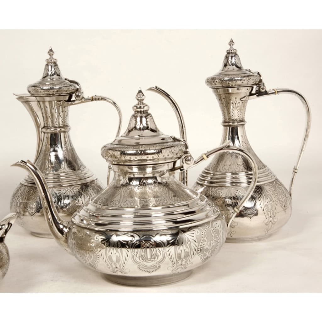 Orfèvre Duponchel - Service thé café en argent massif style Ottoman XIXe 