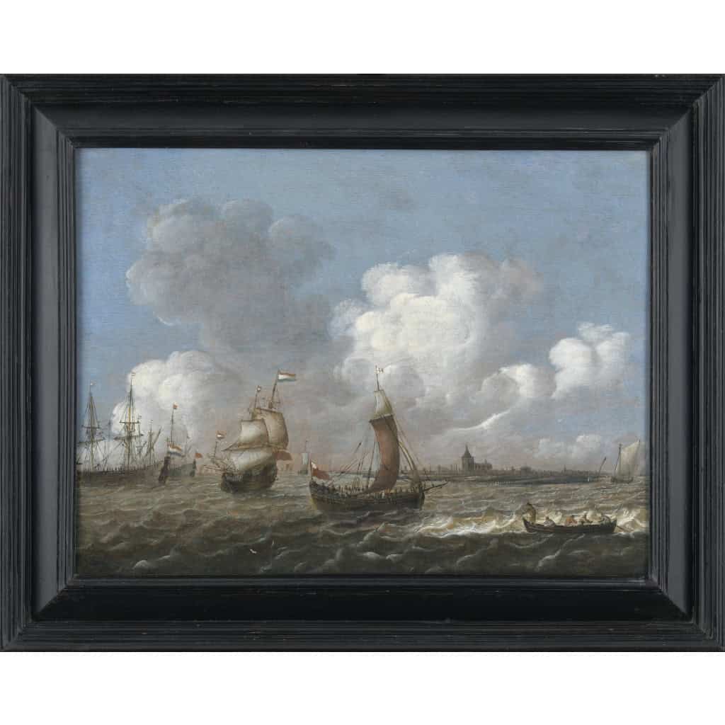 Navires devant Amsterdam – Attribué à Reinier Nooms (1623 – c. 1668) 