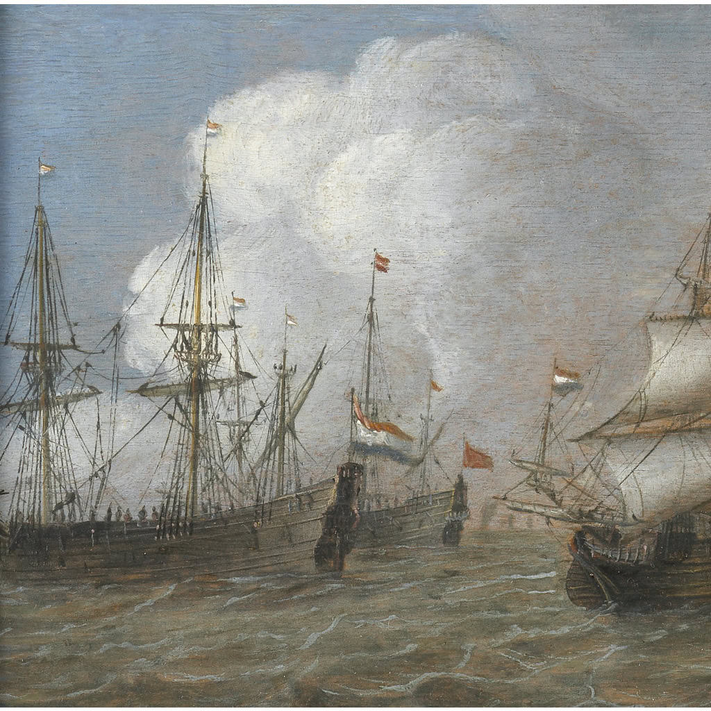 Navires devant Amsterdam – Attribué à Reinier Nooms (1623 – c. 1668) 