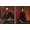 Edmond Louis Dupain - Portraits de Monsieur et Madame Bellemer huiles sur toiles vers 1884 