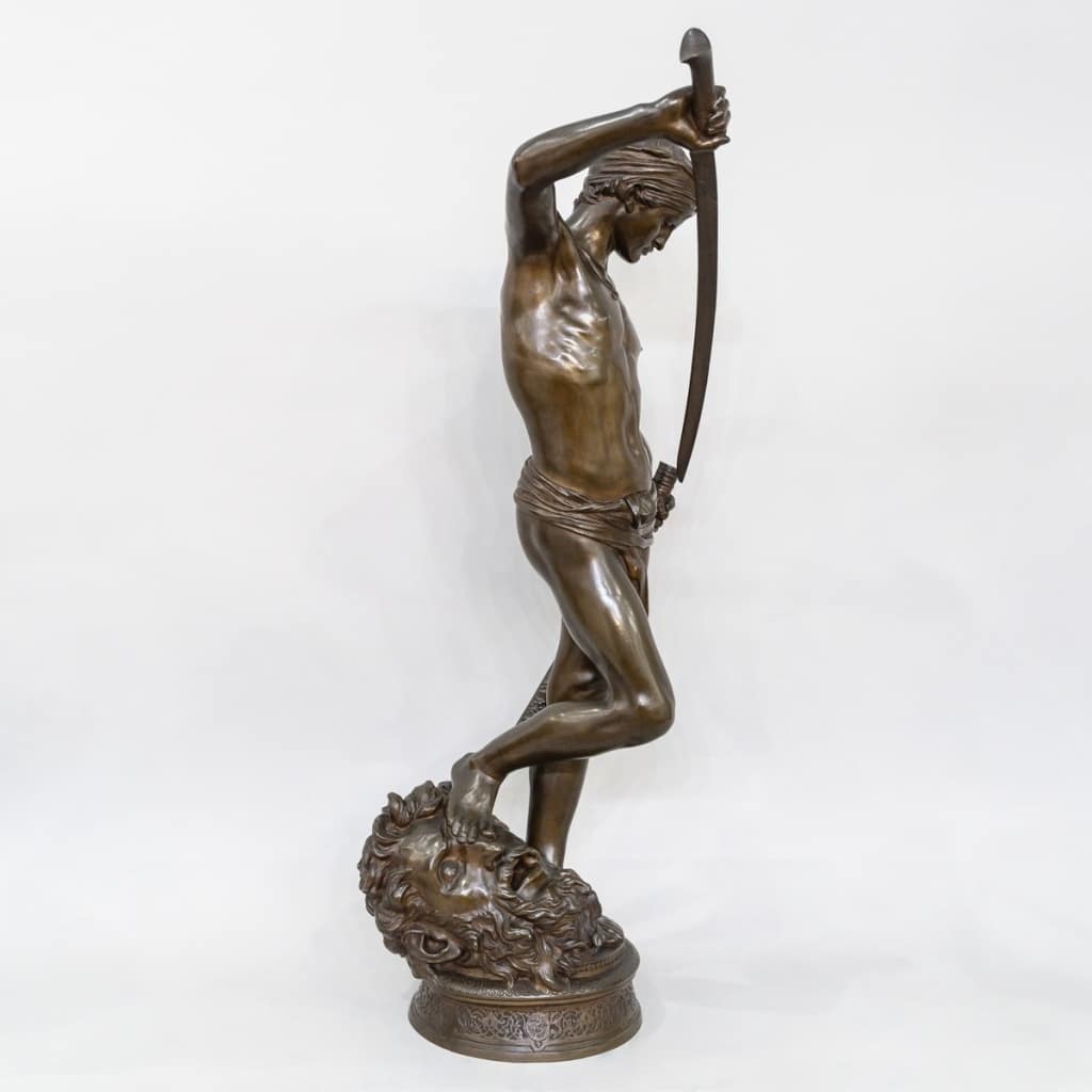 Sculpture - David Vainqueur De Goliath , Marius - Jean - Antonin Mercié (1845-1916) - Bronze 