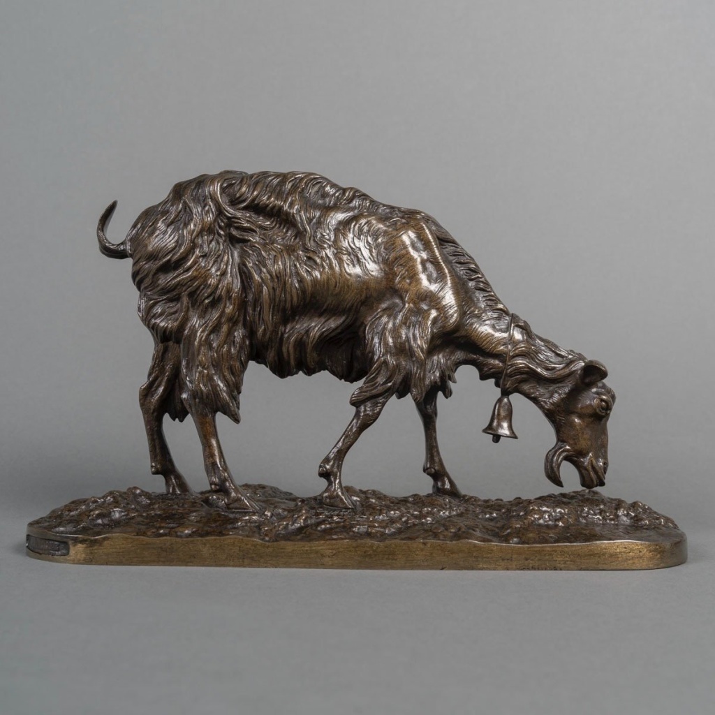 Sculpture - Chèvre Broutant , Pierre - Jules Mêne (1810-1879) - Bronze 