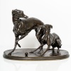 Sculpture - Groupe De Deux Levrettes Jouant à La Boule , Pierre-Jules Mêne (1810-1879) - Bronze 