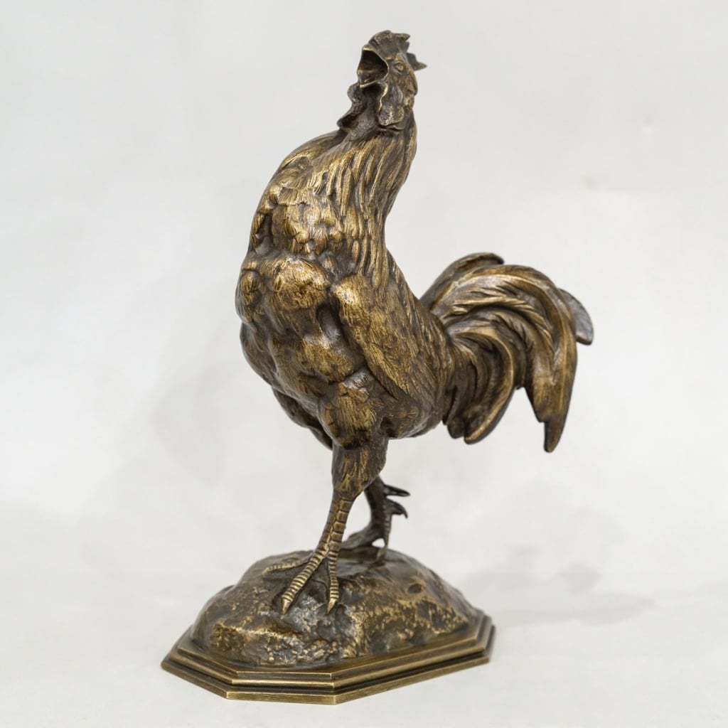 Sculpture- Le Coq , Alfred Barye (1839-1895) - Bronze 