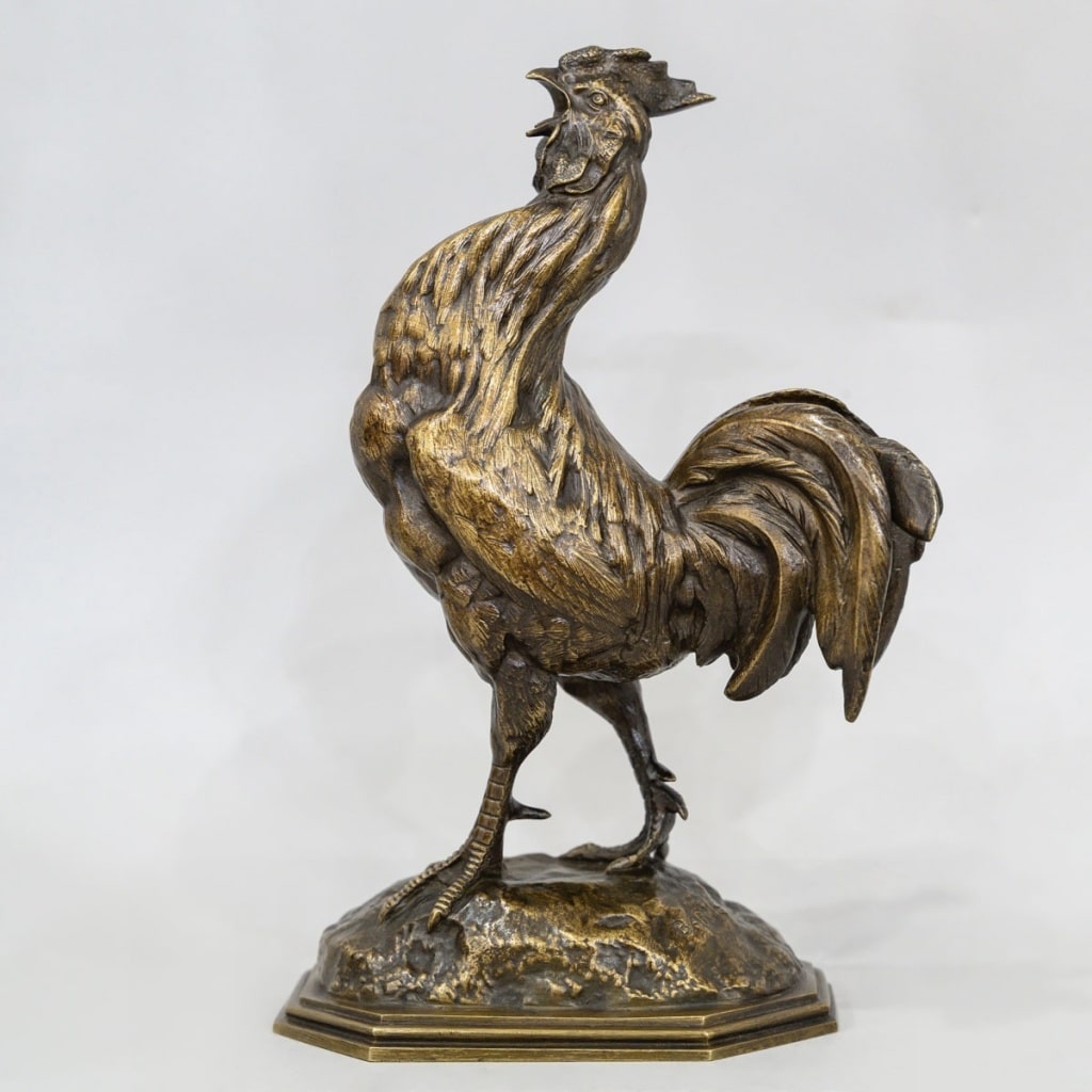 Sculpture- Le Coq , Alfred Barye (1839-1895) - Bronze 