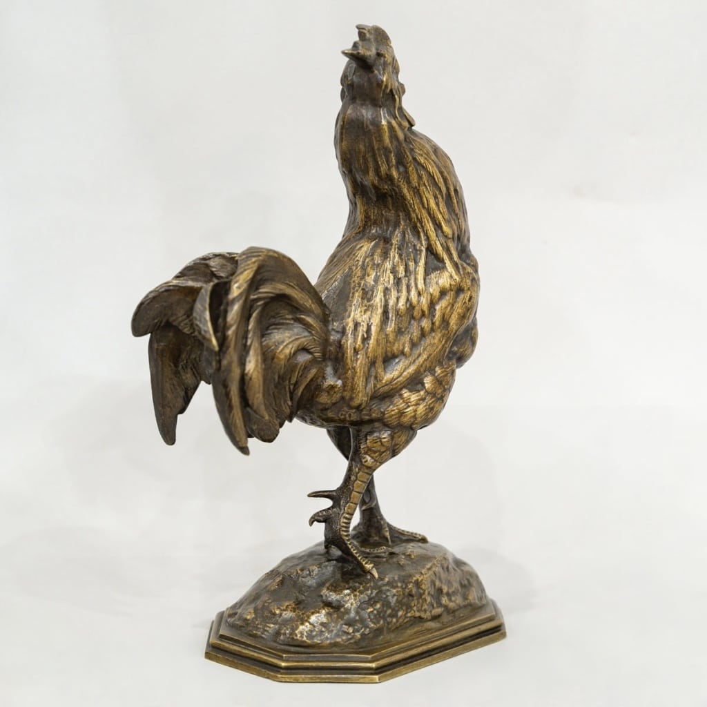 Sculpture- Le Coq , Alfred Barye (1839-1895) - Bronze 