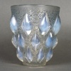 1927 René Lalique - Vase Rampillon Verre Opalescent Patiné Bleu 