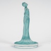 1912 René Lalique - Cachet Statuette Drapée Verre Blanc Patiné Turquoise 