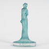 1912 René Lalique - Cachet Statuette Drapée Verre Blanc Patiné Turquoise 