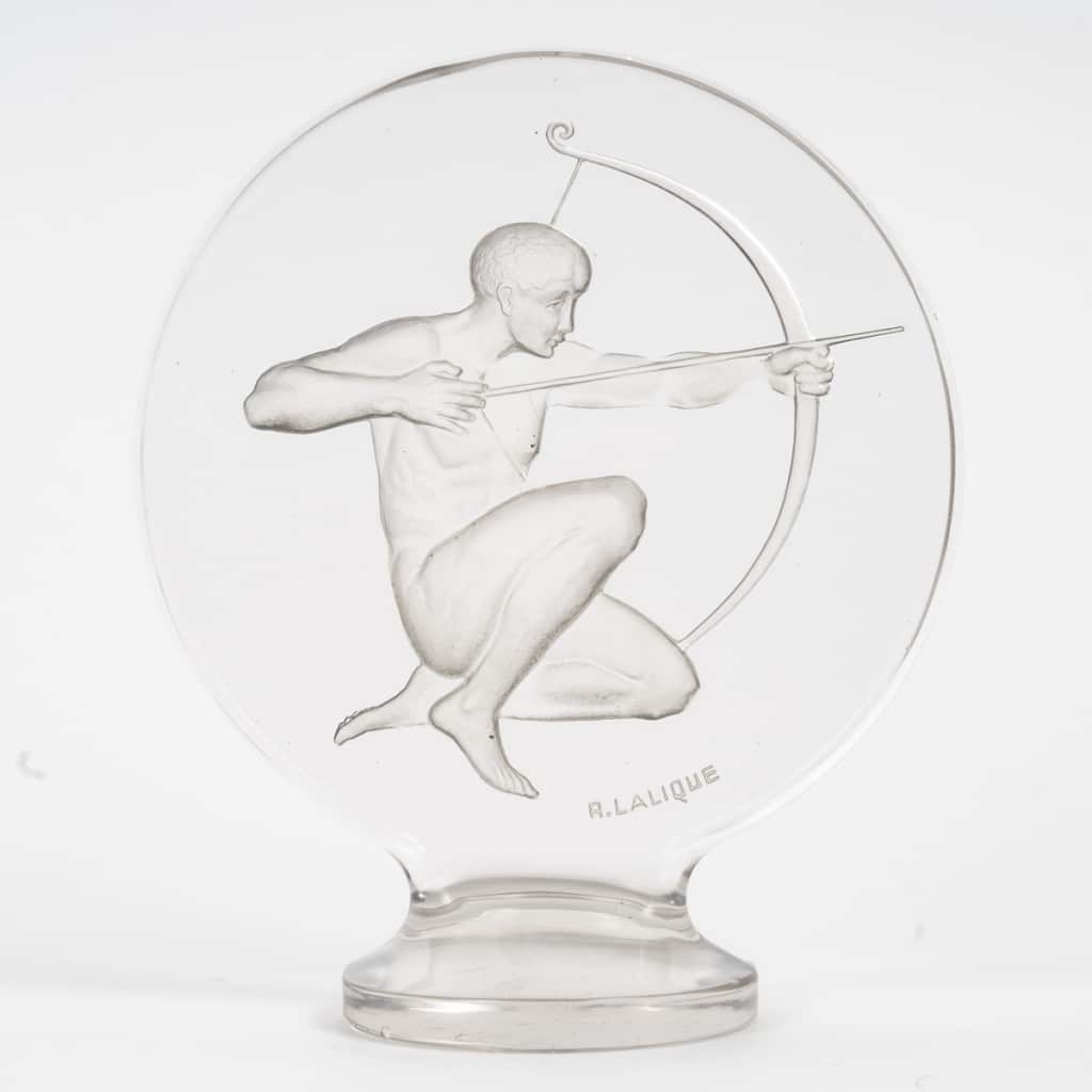 1926 René Lalique - Mascotte Automobile Archer Verre Blanc 