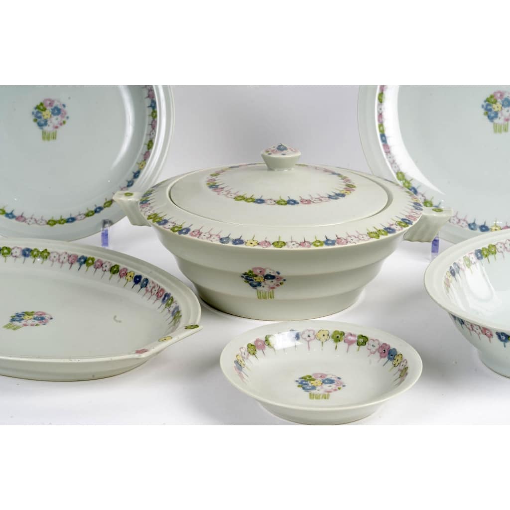 Suzanne Lalique Et Haviland - Service Nicole Porcelaine Céladon - 35 pièces 