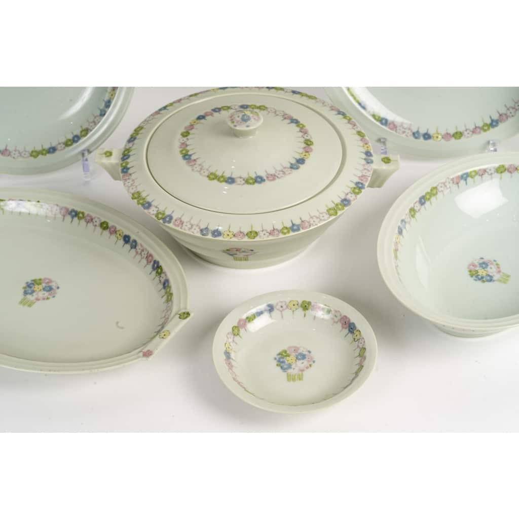 Suzanne Lalique Et Haviland - Service Nicole Porcelaine Céladon - 35 pièces 